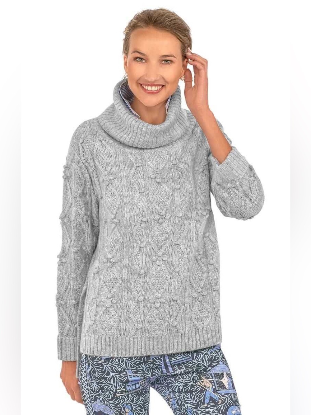 Gretchen Scott Knot Enough Sweater Turtleneck Gray Bauble Women’s M NEW